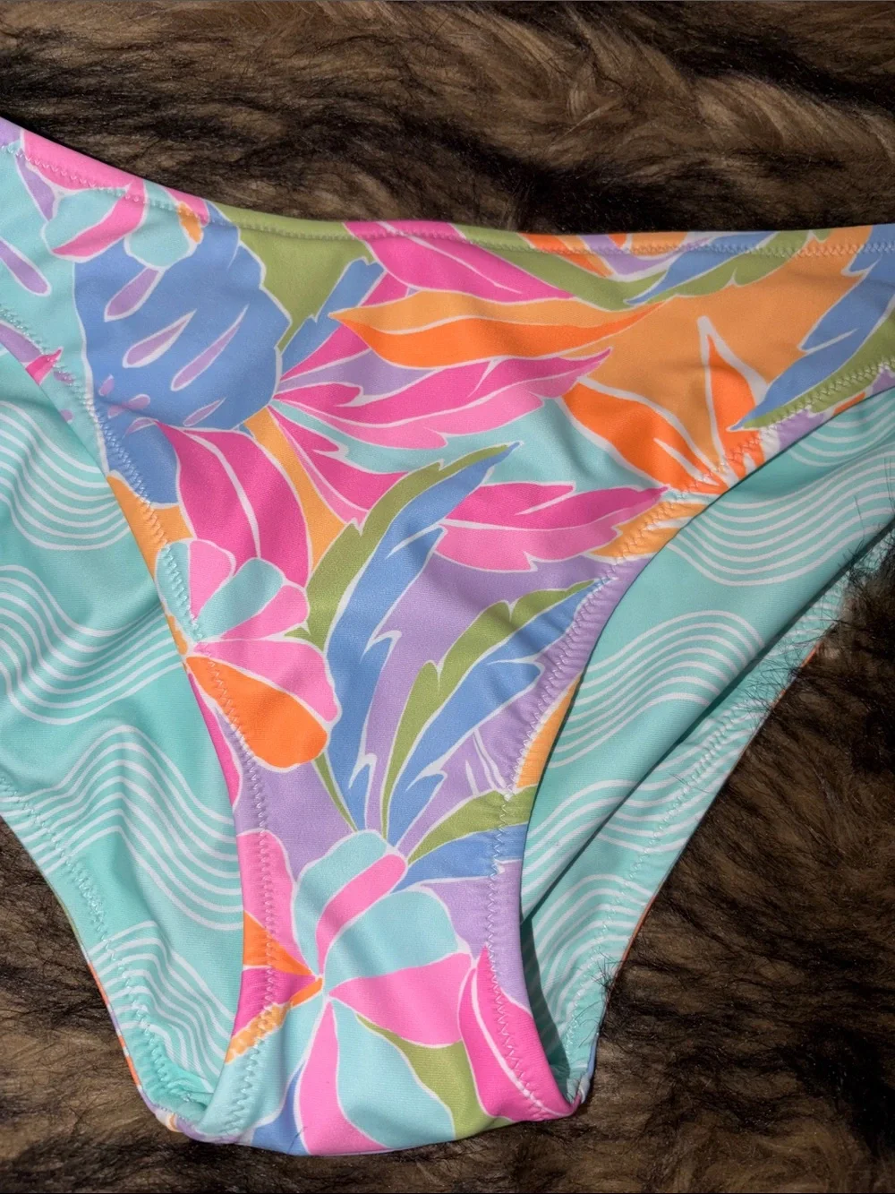 Ninety-Nine Reversible Tropical Bikini Bottom Cheeky Coverage, Mid Rise Size L